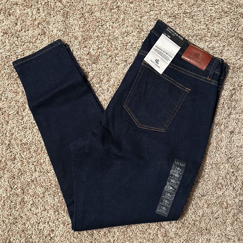 Lauren Ralph Lauren - Mid-Rise Skinny Leg Jeans - Size 18W